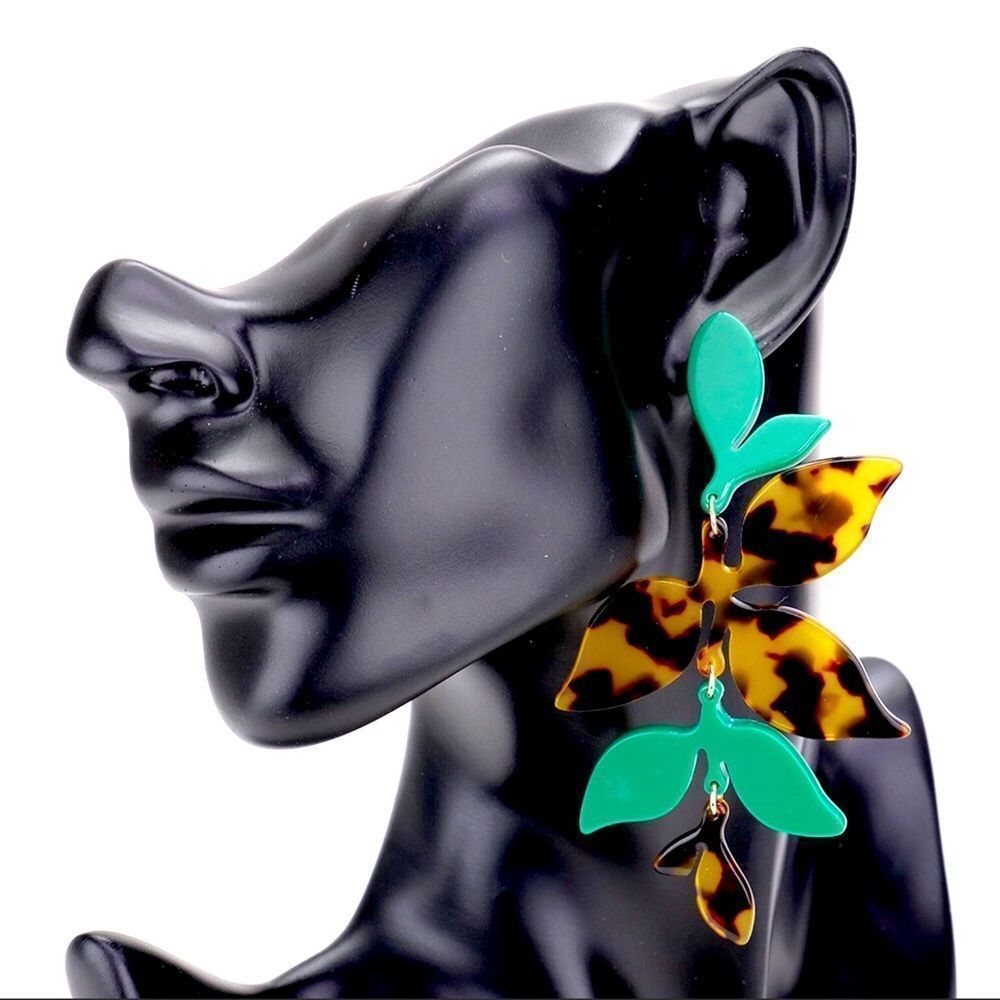 Animal Print Celluloid Acetate Tortoise Statement Earrings